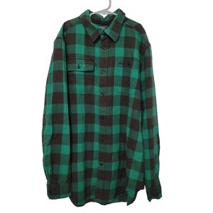 Ralph Lauren Green Buffalo Plaid Button Down Shirt Size Boys XL (18-20) Flannel